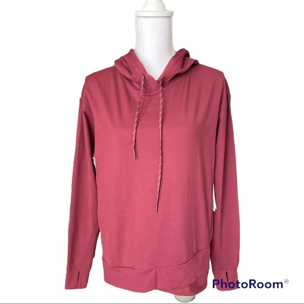 Zella London burgundy long sleeve hooded Active wear size Small